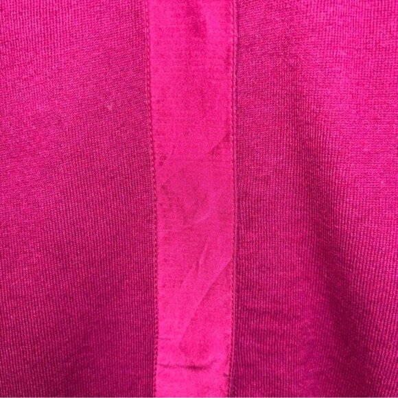 Garnet Hill Fuchsia Silk Blend Sweater Satin Bow Detail Medium Knit Old Money - Picture 12 of 13